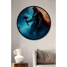 Çerçeve Görünümlü Thor Çekiç Mjolnir Fırtına Tanrısı Yağlı Boya Görünümlü Ahşap Ofis Tablo