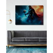 Thor Çekiç Mjolnir Fırtına Tanrısı Yağlı Boya Görünümlü Dekoratif Ahşap Ev/işyeri/ofis Kare Tablo