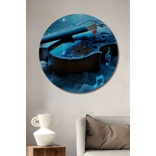 Karda Nota Yağlı Boya Görünümlü Dekoratif Ahşap Ev/işyeri/ofis Yuvarlak Tablo