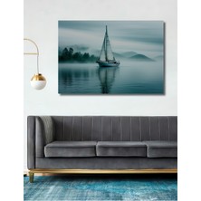 Sisli Denizde Yelkenli Huzuru Yağlı Boya Görünümlü Dekoratif Ahşap Ev/işyeri/ofis Kare Tablo