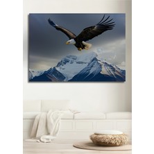 Heybetli Kartalın Dağ Uçuşu Yağlı Boya Görünümlü Dekoratif Ahşap Ev/işyeri/ofis Kare Tablo