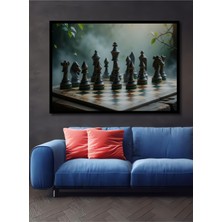 Çerçeve Görünümlü Doğanın Satranç Dansı Yağlı Boya Görünümlü Dekoratif Ahşap Işyeri/ofis Kare Tablo