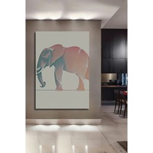 Çizgisel Fil Desenli Pastel Tonlarda Fil Ev/işyeri/ofis Dekoratif Ahşap Kare Tablosu
