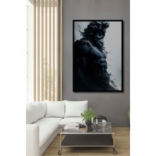 Çerçeve Görünümlü Tanrı Zeus Yağlı Boya Görünümlü Dekoratif Ahşap Ev/işyeri/ofis Kare Tablo