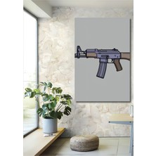 Otomatik Tüfek Çizim Sanatı Dekoratif Ahşap Ev/işyeri/ofis Kare Tablo