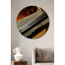 Altın Detaylı Kraliyet Kılıcı Yağlı Boya Görünümlü Dekoratif Ahşap Ev/işyeri/ofis Yuvarlak Tablo