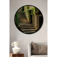 Çerçeve Görünümlü Yeşilin Rüyası Taş Merdivenler Dekoratif Ahşap Ev/işyeri/ofis Yuvarlak Tablo