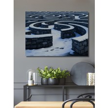 Kar Labirenti Taş Duvarlar Dekoratif Ahşap Ev/işyeri/ofis Kare Tablo