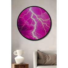 Çerçeve Görünümlü Pembe Fırtına Sulu Boya Görünümlü Dekoratif Ahşap Ev/işyeri/ofis Yuvarlak Tablo