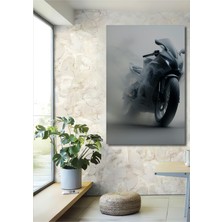 Dumanlar Içinde Motor Tutkusu Dekoratif Ahşap Ev/işyeri/ofis Kare Tablo