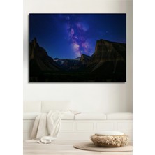 Yıldız Tozu Dağ Manzarası Yağlı Boya Görünümlü Dekoratif Ahşap Ev/işyeri/ofis Kare Tablo