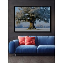 Çerçeve Görünümlü Büyülü Kış Ağacı Manzarası Dekoratif Ahşap Ev/işyeri/ofis Kare Tablo