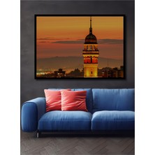 Çerçeve Görünümlü Kız Kulesi Efsanevi Istanbul Manzarası Yağlı Boya Görünümlü Ahşap Ofis Tablo