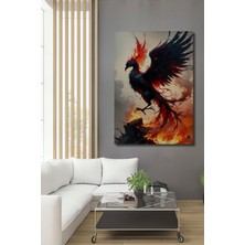 Ateş Kuşu Phoenix Yağlı Boya Görünümlü Dekoratif Ahşap Ev/işyeri/ofis Kare Tablo