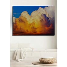 Altın Işıltılı Bulutlar Yağlı Boya Görünümlü Dekoratif Ahşap Ev/işyeri/ofis Kare Tablo
