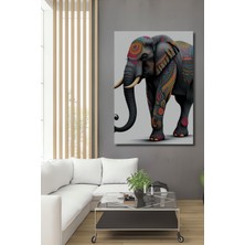 Etnik Desenli Fil Yağlı Boya Görünümlü Dekoratif Ahşap Ev/işyeri/ofis Kare Tablo