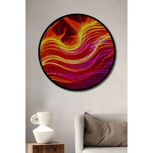 Çerçeve Görünümlü Alev Dansı Yağlı Boya Görünümlü Dekoratif Ahşap Ev/işyeri/ofis Yuvarlak Tablo