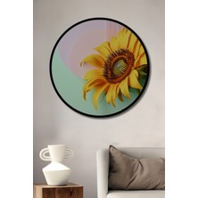 Çerçeve Görünümlü Minimalist Ayçiçeği Rüyası Dekoratif Ahşap Ev/işyeri/ofis Yuvarlak Tablo