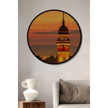 Çerçeve Görünümlü Kız Kulesi Efsanevi Istanbul Manzarası Yağlı Boya Görünümlü Ahşap Ofis Tablo