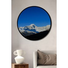 Çerçeve Görünümlü Kar Manzaralı Dağların Büyüleyici Yağlı Boya Görünümlü Dekoratif Ahşap Ofis Tablo