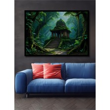 Çerçeve Görünümlü Yağlı Boya Görünümlü Orman Tapınağı Dekoratif Ahşap Ev/işyeri/ofis Kare Tablo