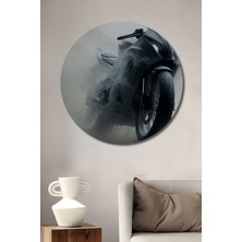 Dumanlar Içinde Motor Tutkusu Dekoratif Ahşap Ev/işyeri/ofis Yuvarlak Tablo