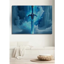 Buz Diyarı Efsanevi Kılıç Yağlı Boya Görünümlü Ev/işyeri/ofis Dekoratif Ahşap Kare Tablo