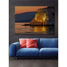 Gün Batımı Aydınlığı Taş Bina Dekoratif Ahşap Dekoratif Ev/işyeri/ofis Kare Tablo