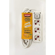 Amiral 3' Lü Topraklı Anahtarlı 5 Metre Kablolu Grup Priz