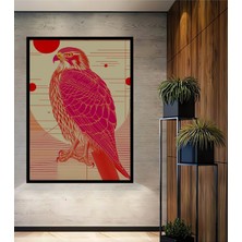 Çerçeve Görünümlü Fuşya Atmaca Çizgisel Modern Sanat Dekoratif Ahşap Ev/işyeri/ofis Kare Tablo