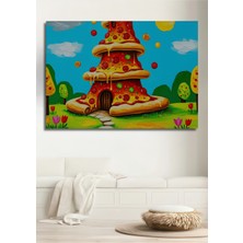 Rüya Pizza Ev Yağlı Boya Görünümlü Ev/işyeri/ofis Dekoratif Ahşap Kare Tablo