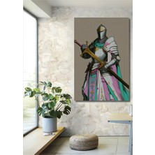 Zırhlı Şövalye Desenli Dijital Sanat Ev/işyeri/ofis Dekoratif Ahşap Kare Tablo