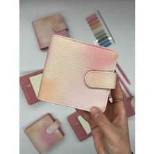  Mini Boy Pembe Krem Tonları Mıknatıslı Pu Deri Kapaklı Sürdürülebilir Ajanda/ Planner/ Binder Defter – 160 Sayfa (Çizgili, Değiştirilebilir Sayfa)