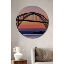 Göz Alıcı Köprü Manzarası Yağlı Boya Görünümlü Dekoratif Ahşap Ev/işyeri/ofis Yuvarlak Tablo