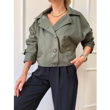 Haki Kapüşonlu Trençkot