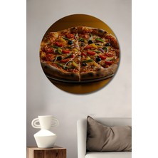 Iştah Kabartan Pizza Yağlı Boya Görünümlü Dekoratif Ahşap Ev/işyeri/ofis Yuvarlak Tablo