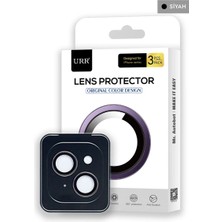 Urr iPhone 15 Titanium Alloy Ar Kamera Lens Koruyucu - Siyah