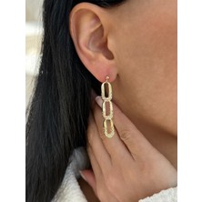 Üçlü Işıltı 14 Ayar Altın Küpe