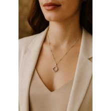 Gümüş Renk Çok Zarif Minimal Halka Kolye Kararma Solma Yapmaz