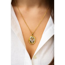 Açılır Kapaklı Gold Renk Kolye Zarif Taşlı Içine Resim Yada Sevdiğiniz Özel Eşyanızı Koyabilirsiniz