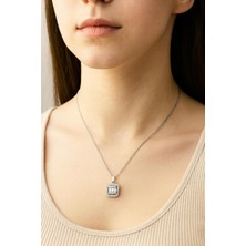 Çelik Zarif Zirkon Taşlı Kolye Çok Çok Şık Kolye Kararma Solma Yapmaz