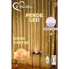 Lw-7 300 Ledli 10 Sarkıt Perde LED Işık, 8 Modlu Uzaktan Kumandalı, 3x3 Metre Peri Telli LED