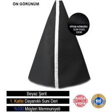 Nissan Sunny Siyah Deri Özel Yeni Tasarım Beyaz Şerit Spor Dikiş Vites Körüğü Mixgiftz