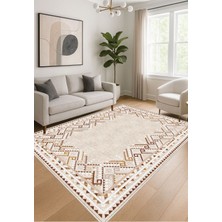 Krem Dijital Baskı Salon Halısı Kaymaz Tabanlı Yıkanabilir Halı Yolluk