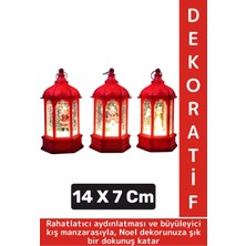 Dekoratif Hediyelik Masaüstü Ev Ofis Christmas Çok Şık Yılbaşı Noel Tema Işıklı Kar Küresi 14 x 7 cm