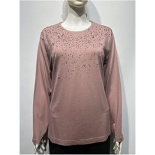 Lanze Taşlı ve Baskılı Penye Bluz 8010