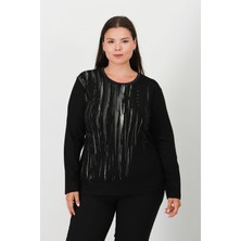 Lanze Taşlı ve Baskılı Penye Bluz 1100