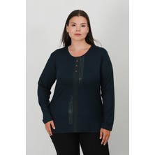 Lanze Penye Bluz Taşlı ve Deri Detaylı 1501