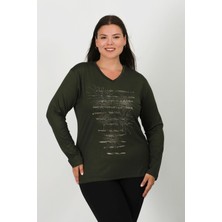 Lanze Taşlı ve Baskılı Penye Bluz 7819