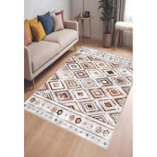 Gri Kilim Desen Dijital Baskı Salon Halısı Kaymaz Tabanlı Yıkanabilir Halı Yolluk